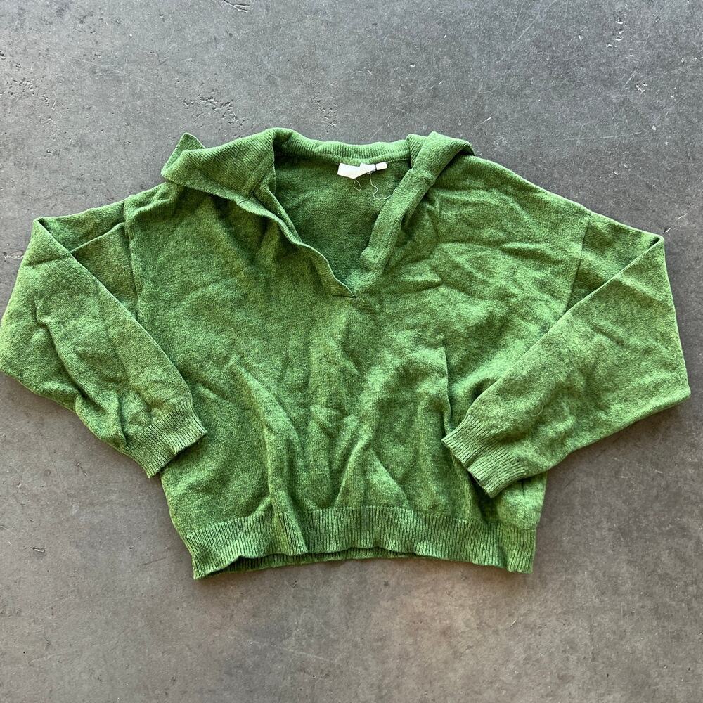 Vintage Y2K NIA Long Sleeve Collared Knit Pullover Sweater Green Womens Size XS